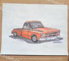 Original Orange 1967 Chevy C10 Side Step Truck Painting 8.5X11 Inches With Black Frame Free Ship