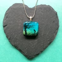 Image 5 of  Tree at Twilight Resin Pendant in Green/Turquoise