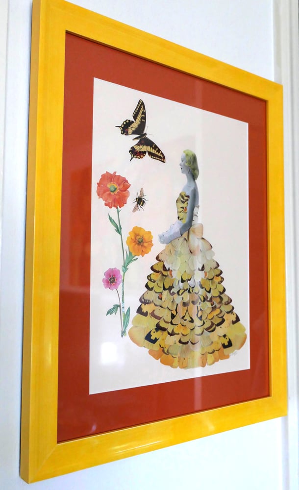 Image of Float like a butterfly, sting like a bee. Original framed paper collage.