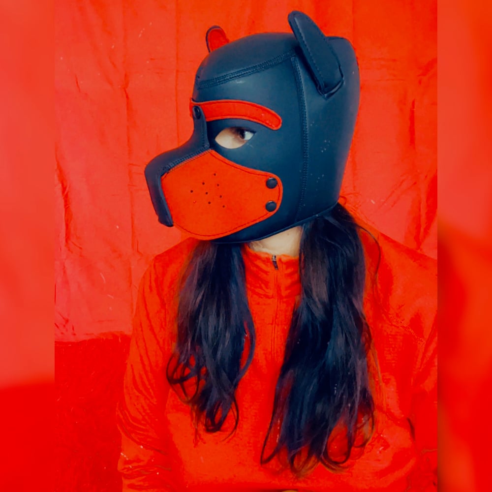 Worn Red & Black Dog Cosplay Mask + Free Signed 8X10