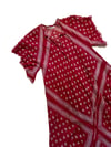 late 1960s Indian scarlet gauze batik angel sleeve caftan