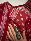 late 1960s Indian scarlet gauze batik angel sleeve caftan