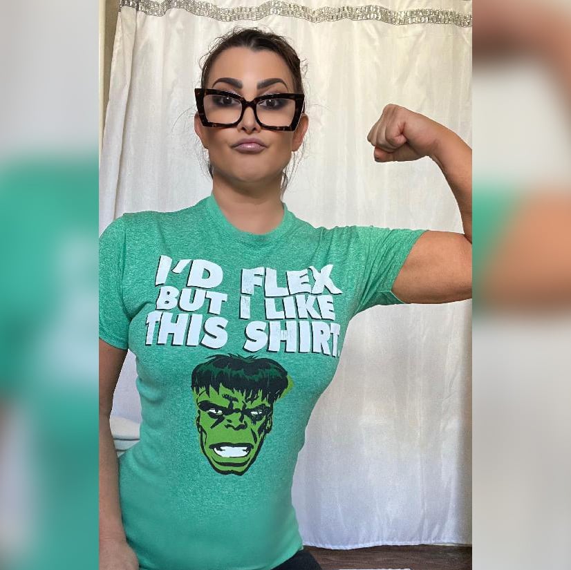 Worn Incredible Hulk "I'd Flex But I Like This Shirt" T-Shirt + Free Signed 8X10