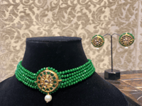 Image 3 of Enchanting Emerald: A Green Choker Necklace and Earrings Set