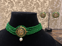 Image 4 of Enchanting Emerald: A Green Choker Necklace and Earrings Set