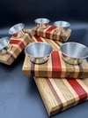 Butcher Block Cutting/Charcuterie Board w/ 3 Condiment Caddies