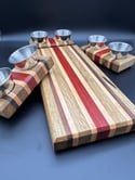 Butcher Block Cutting/Charcuterie Board w/ 3 Condiment Caddies