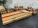 Butcher Block Cutting/Charcuterie Board w/ 3 Condiment Caddies