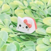 Image 1 of red bow kitty ceramic keycap