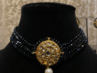 Image 3 of Enigmatic Allure: A Black Beads Choker Necklace Set for Mesmerizing Style