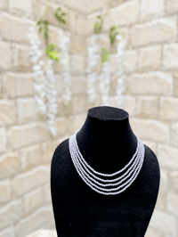 Image 1 of Shimmering Reflection of English Skies - a Grey Crystal Tiny Beads Necklace