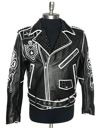 Image 2 of Marc Vachon Custom Keybone Leather Jacket Black Diamonds! 