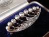 EDWARDIAN 18CT PLATINUM NATURAL PEARL DIAMOND BROOCH IN ORIGINAL FITTED BOX