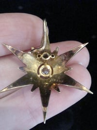 Image 3 of Victorian 9ct yellow gold seed pearl diamond celestial star starburst pendant