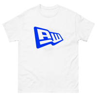 New Era-inspired "White t-shirt", “Royal Blue graphic design"