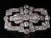 HUGE GENUINE ART DECO PLATINUM 18CT OLD CUT DIAMOND BROOCH 8.00CT