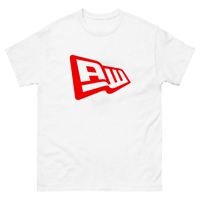 New Era-inspired "White t-shirt", “Red graphic design"