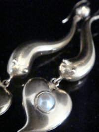 Image 4 of EDWARDIAN VICTORIAN 9CT YELLOW GOLD CULTURED SNAKE HEART DROP EARRINGS 4.2G
