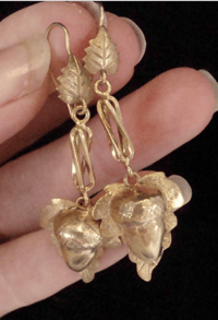 Image 2 of EDWARDIAN VICTORIAN 9CT YELLOW GOLD LARGE ACORN DROP EARRINGS 4.2G