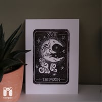 Image 4 of The Moon tarot inspired lino print