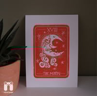 Image 2 of The Moon tarot inspired lino print