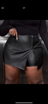 Black Pu Leather Skort