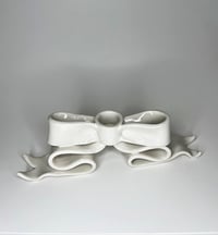 Image 1 of Bow (Crush) Candlestick Holder ~ Glossy White 