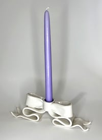 Image 2 of Bow (Crush) Candlestick Holder ~ Glossy White 