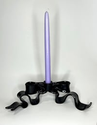 Image 2 of Bow (Ribbony) Candlestick Holder ~ Black Silk