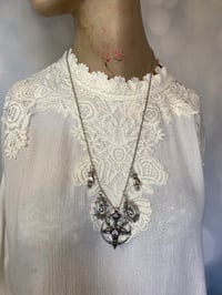 Image 2 of Goat's Head Inverted Pentagram Necklace With Spiderwebs and Hands by Ugly Shyla 