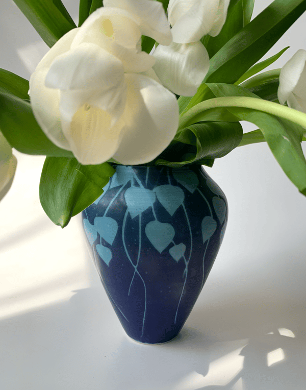 Image of Blue Vines Vase (7" Height)