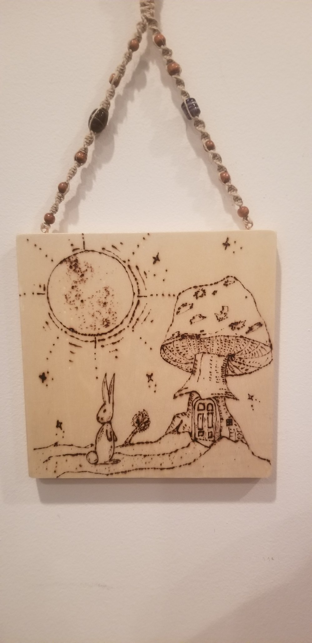 Cottagecore Woodburned Macrame Wall Art