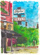 Image of Skyline Chili Parlor Watercolor Painting (Print) 