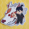Aki and Fox Devil Matte Mirror Sticker