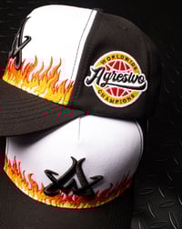Image 2 of Agresivo Wear Black and White Flames Trucker hat