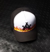 Image 3 of Agresivo Wear Black and White Flames Trucker hat