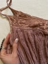 1970s dusty rose gauze and crochet camisole