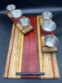 Charcuterie/Cutting Board w/ 2 Condiment Caddies - 3 Piece Set