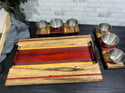 Charcuterie/Cutting Board w/ 2 Condiment Caddies - 3 Piece Set