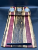 Black Limba, Purple Heart, and Maple Charcuterie/ Cutting Board w/ Condiment Caddy