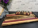 Black Limba, Purple Heart, and Maple Charcuterie/ Cutting Board w/ Condiment Caddy