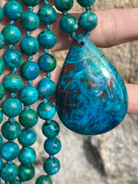 Image 2 of Premium Chrysocolla Mala with Azurite Pendant