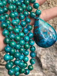 Image 3 of Premium Chrysocolla Mala with Azurite Pendant