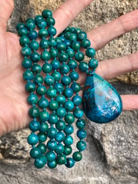 Image 4 of Premium Chrysocolla Mala with Azurite Pendant