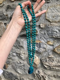 Image 5 of Premium Chrysocolla Mala with Azurite Pendant