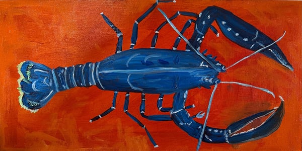 Image of The blue lobster of Belfast. Original oil painting.