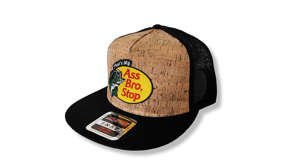 Image of ASS BRO STOP "BASS PRO" PARODY HAT CORK