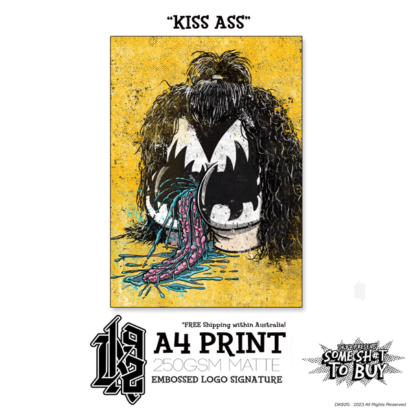 Image of "KISS ASS" - A4 Print