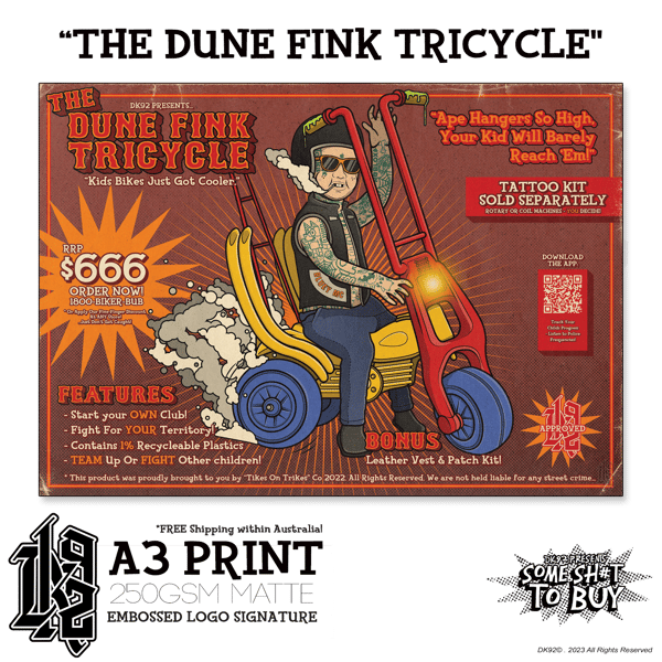 Image of "The Dune Fink Tricycle" - A3 Print