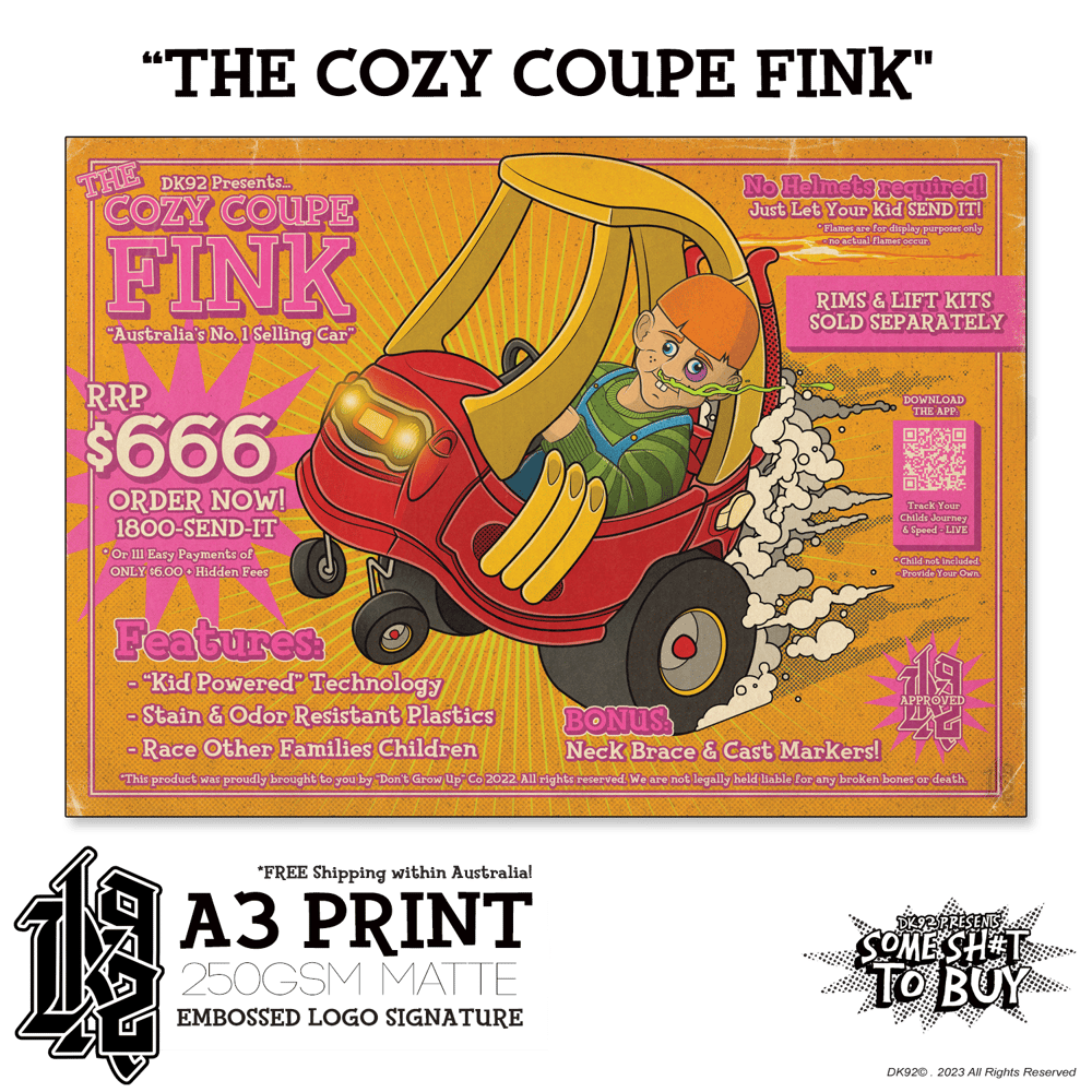 Image of "The Cozy Coupe Fink" - A3 Print